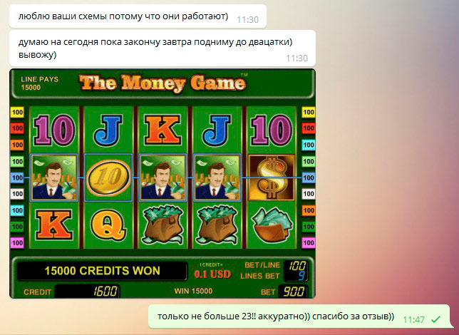 Схема выигрыша в The Money Game